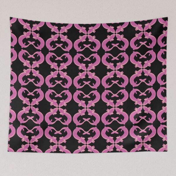 Item preview, Cute Salamander Double Heart- vintage in malibu pink and cream designed and sold by DreamingBeetle.