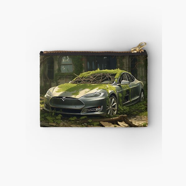 Item preview, Anime Abandoned Tesla in a Town with Lush Plants | A Mysterious and Thought-provoking Piece of Art for Your Home designed and sold by samuelpinzon.