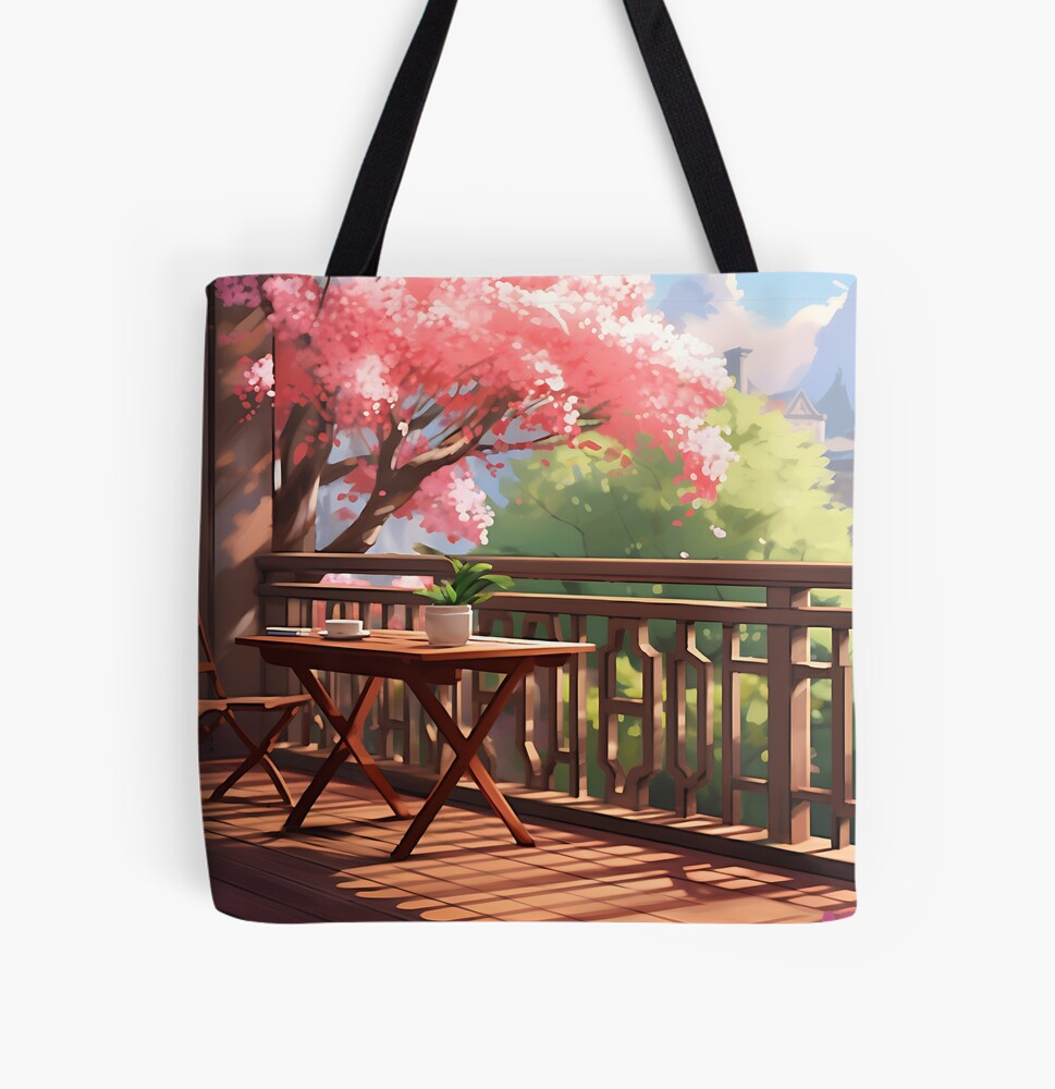 Anime Cherry Blossom Tree in a Balcony, A Romantic and Serene Piece of Art  for Your Home Poster for Sale by samuelpinzon