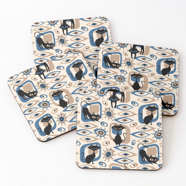 Item preview, Vintage Atomic Cats - Blue designed and sold by DaveSavageArt.
