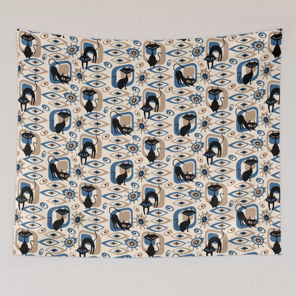 Item preview, Vintage Atomic Cats - Blue designed and sold by DaveSavageArt.