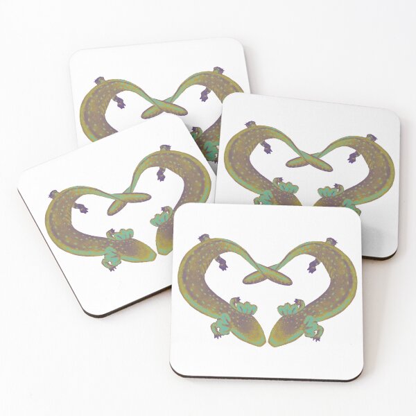 Item preview, Cute Salamander Heart- vintage in kiwi designed and sold by DreamingBeetle.