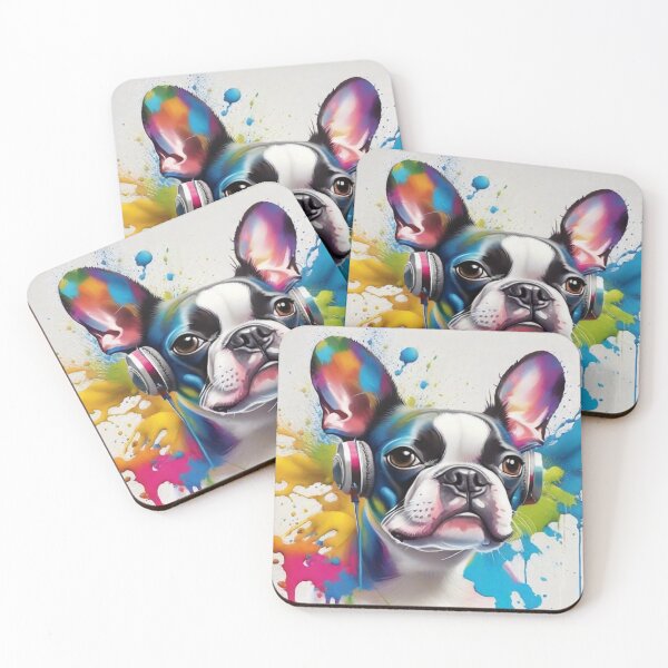 Item preview, Boston Terrier Dog Portrait With Headphones designed and sold by Wolfheartart.