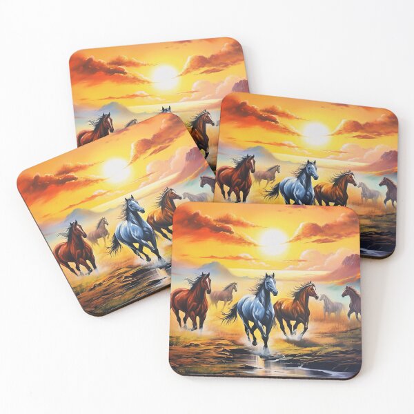 Item preview, Horses in the evening mood designed and sold by Stroka-AI-Art.