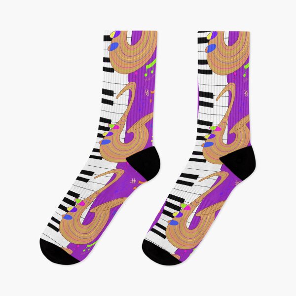 Item preview, Semi-abstract called Sax + Piano on violet background designed and sold by Dorothea Neumann.