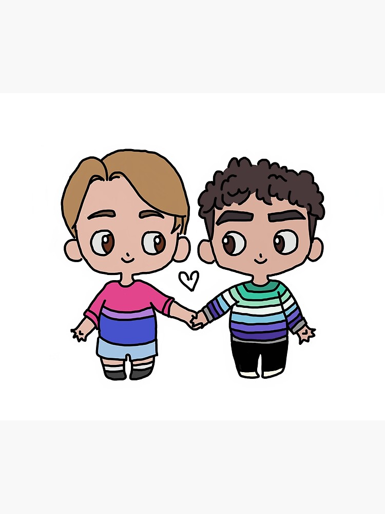 Thumbnail 6 of 6, Comforter, Heartstopper Nick & Charlie pride flag tops designed and sold by elladea.