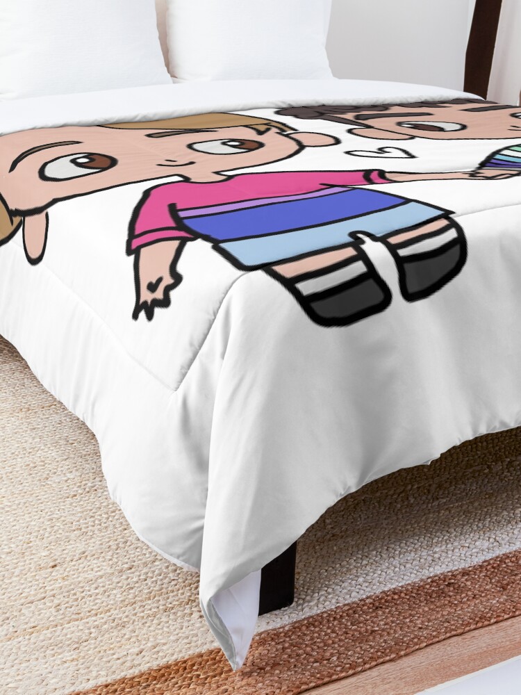 Thumbnail 5 of 6, Comforter, Heartstopper Nick & Charlie pride flag tops designed and sold by elladea.