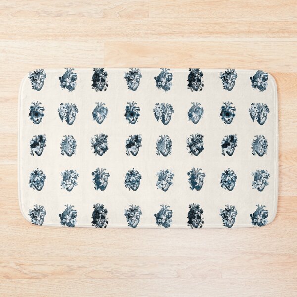 Item preview, Blue Set Human heart illustration art, floral human heart, blue vintage effect designed and sold by Collagedream.
