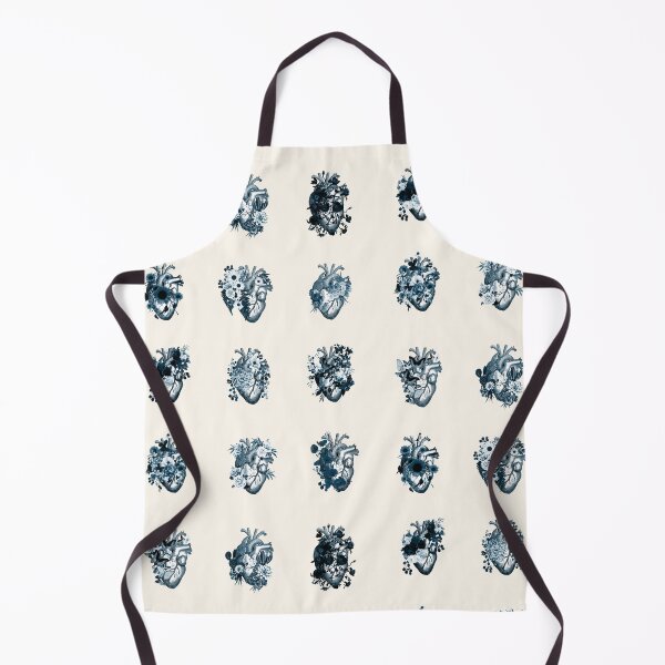 Item preview, Blue Set Human heart illustration art, floral human heart, blue vintage effect designed and sold by Collagedream.
