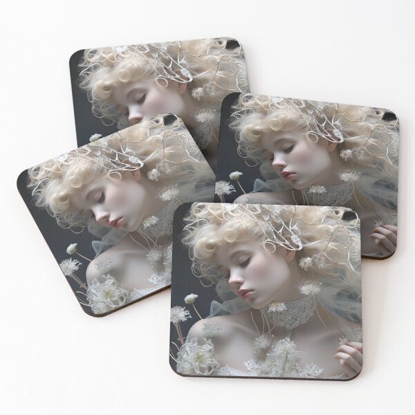 Item preview, Bashful Bedelia entrancing Flower Spirit in White  designed and sold by Vicki Noble Art.