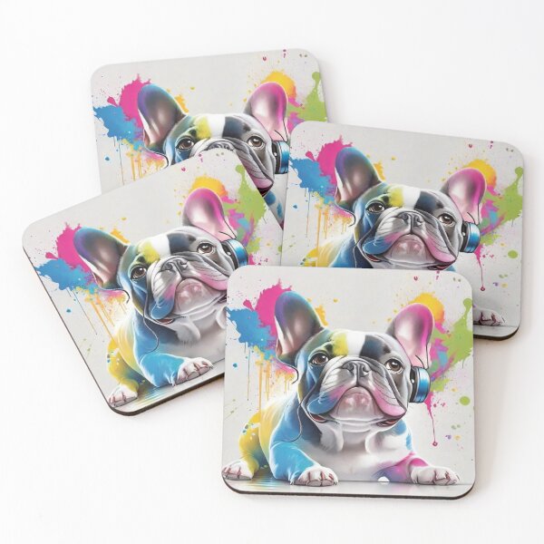 Item preview, French Bulldog Dog Portrait With Headphones designed and sold by Wolfheartart.