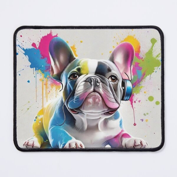 Item preview, French Bulldog Dog Portrait With Headphones designed and sold by Wolfheartart.