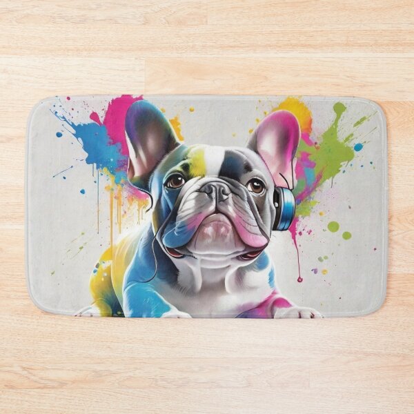 Item preview, French Bulldog Dog Portrait With Headphones designed and sold by Wolfheartart.