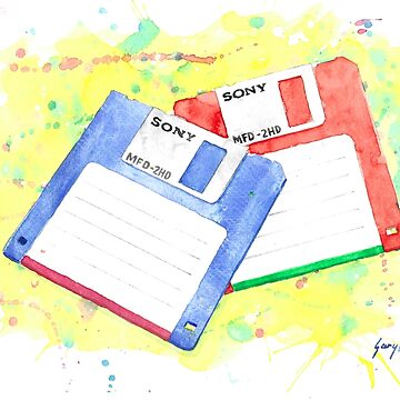 Artwork thumbnail, "Floppy Disks" Water Color by Gary Lovelace by Gary Lovelace