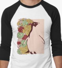 Adelie Penguin and Floral Men's Baseball ¾ T-Shirt