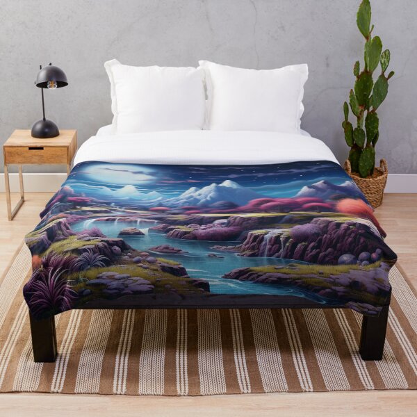 Item preview, Blue Moon Ice Mountain River with Waterfalls Landscape 1 designed and sold by SeeFutureDreams.