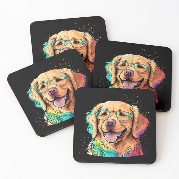 Item preview, Colorful Kawaii Golden Retriever Nerd designed and sold by Leonardo Palumbo.