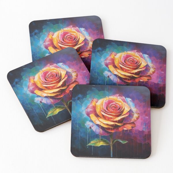 Item preview, Orange and Pink Rainbow Rose, Impasto Style designed and sold by Amy Olsen.
