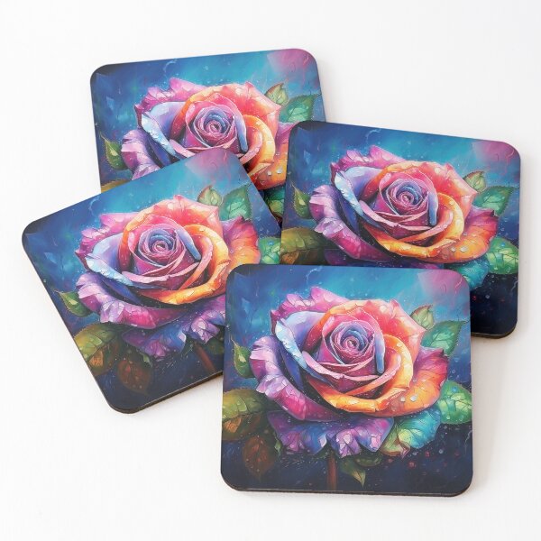 Item preview, Purple Orange and Pink Rainbow Rose, Impasto Style designed and sold by Amy Olsen.