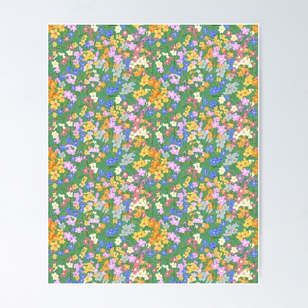 Item preview, Green field of spring flowers designed and sold by chotnelle.