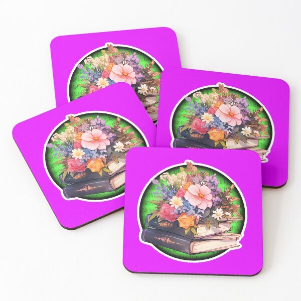 Item preview, Flowers above Books Botany and Literature with green background Sticker and Shirt Design by ZeesDesign designed and sold by ZEESDESIGN.