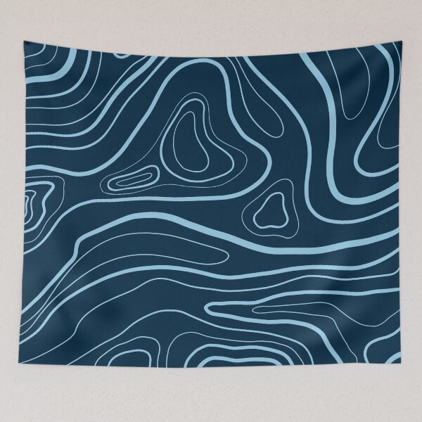Item preview, Blue Topographical Line Art designed and sold by art-by-soma.