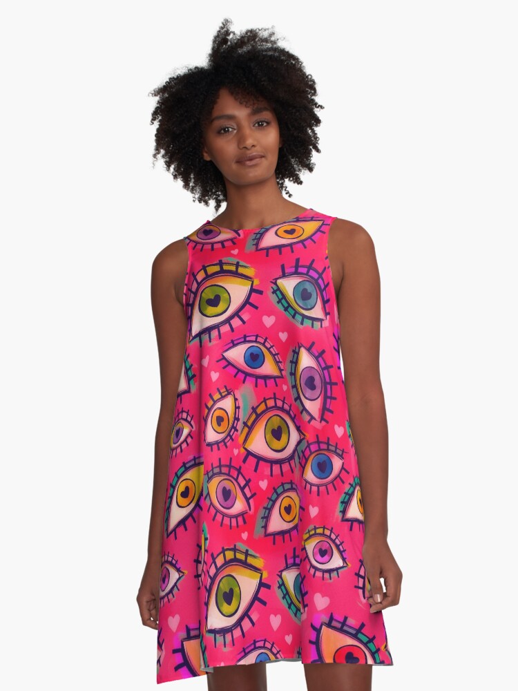 Thumbnail 1 of 4, A-Line Dress, Eyes For You designed and sold by thatartchick.