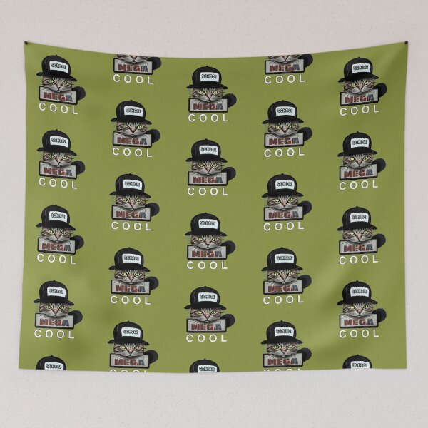 Item preview, School MEGA COOL, says the cat with the baseball cap designed and sold by kikidu21.