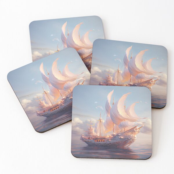Item preview, silver gold junk boat sealing over ocean designed and sold by Zwzc.