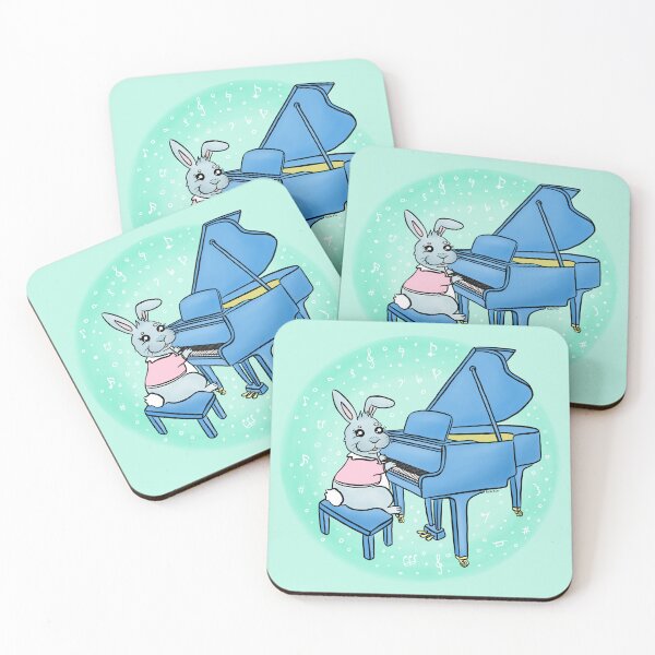 Item preview, Bunny playing piano designed and sold by doodletokki.