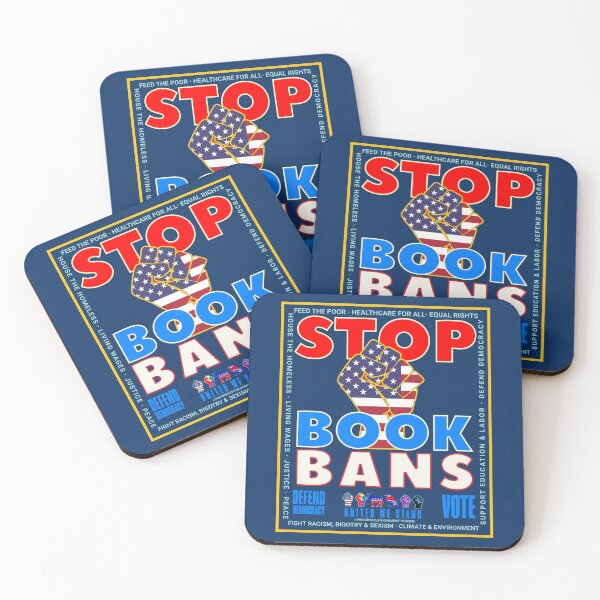 Item preview, PMD01033 Progressive Movement Designs patriotic American Stop Book Bans design shows you support democracy and you are against censorship for Progressive Democrats Liberals Teachers Educators designed and sold by ProgressiveLeft.