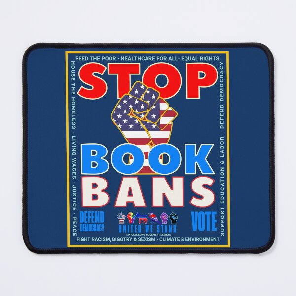 Item preview, PMD01033 Progressive Movement Designs patriotic American Stop Book Bans design shows you support democracy and you are against censorship for Progressive Democrats Liberals Teachers Educators designed and sold by ProgressiveLeft.