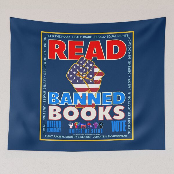 Item preview, PMD01034 Progressive Movement Designs patriotic American Read Banned Books design shows you support democracy and you are against censorship for Progressive Democrats Liberals Teachers Educators designed and sold by ProgressiveLeft.