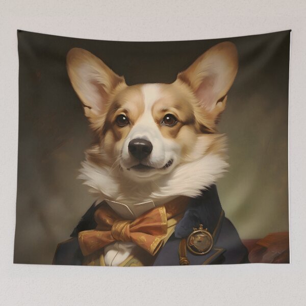 Item preview, Dapper Corgi Portrait Art designed and sold by ConfettiSkyArt.