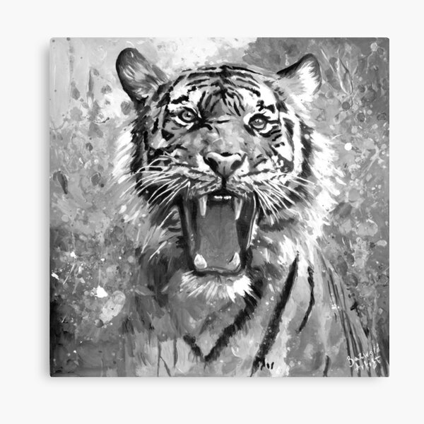 Item preview, TIGER ACRYLIC SPLATTER PAINTING BLACK AND WHITE  designed and sold by BazwoldArtist.
