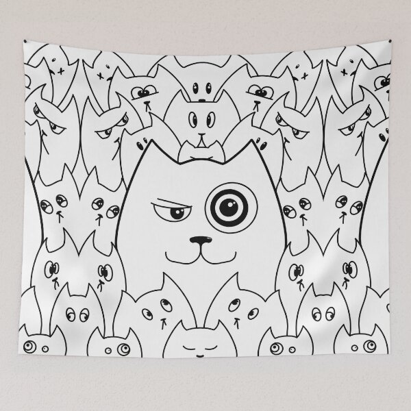 Item preview, Cats Doodle / Qute Funny Cat Line Art / Cats illustration designed and sold by mashkitoshki.