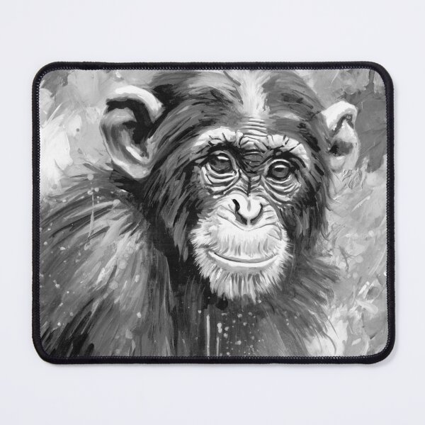 Item preview, CHIMPANCÉ PINTURA ACRÍLICA SALPICADURAS BLANCO Y NEGRO designed and sold by BazwoldArtist.