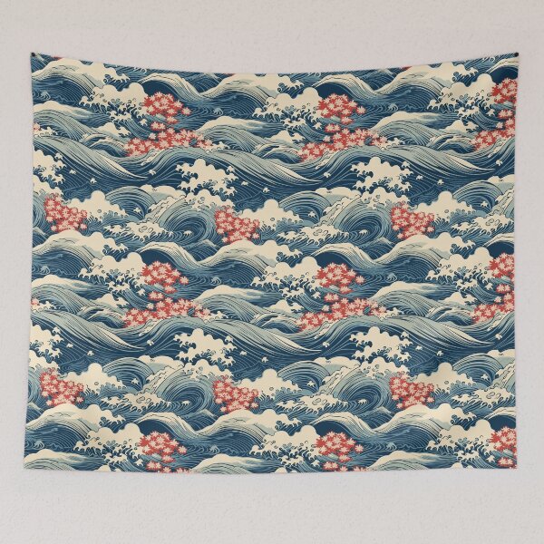 Item preview, Japanese Waves and Sakura Blossom designed and sold by RetroPrints.