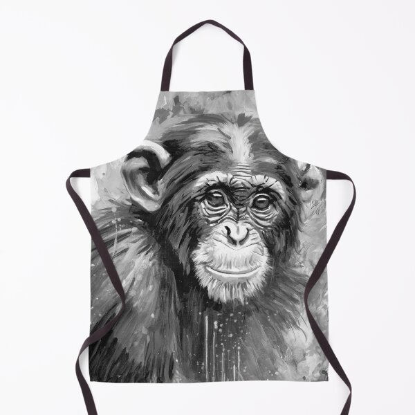 Item preview, CHIMPANCÉ PINTURA ACRÍLICA SALPICADURAS BLANCO Y NEGRO designed and sold by BazwoldArtist.