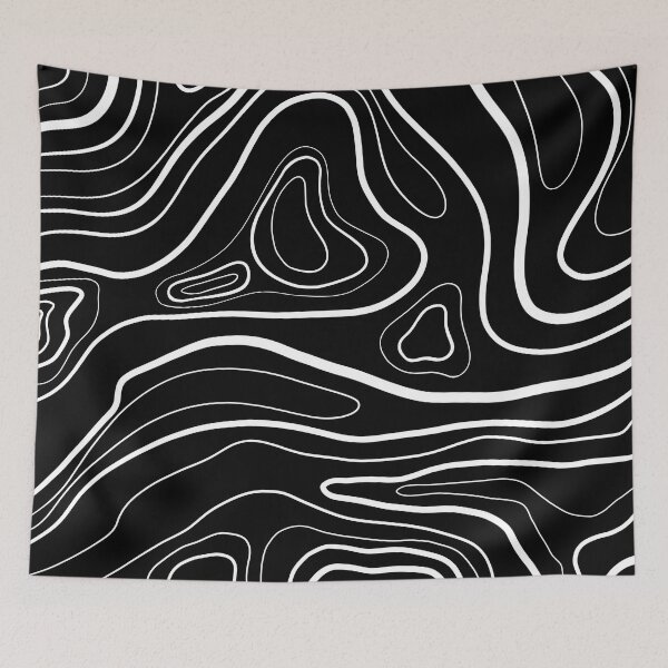 Item preview, Black and White Topographical Line Art designed and sold by art-by-soma.
