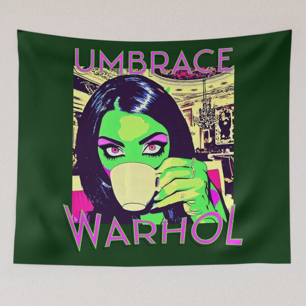Aperçu de l'œuvre Tshirt pop art, Coffe with Warhol, umbrace Warhol créée et vendue par Thehobbiehouse.