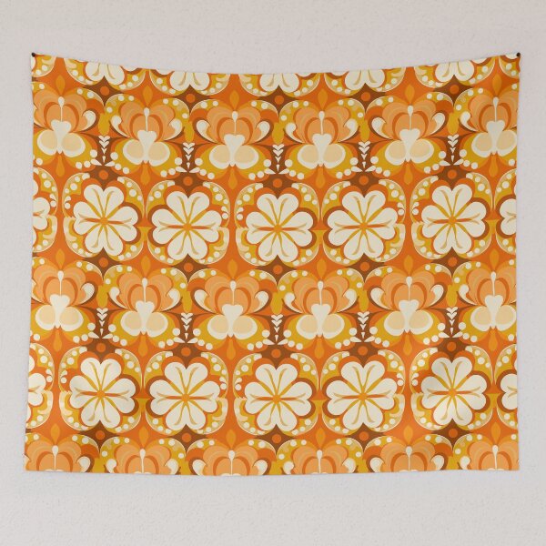 Item preview, Psychedelic 70s Floral Pattern designed and sold by RetroPrints.
