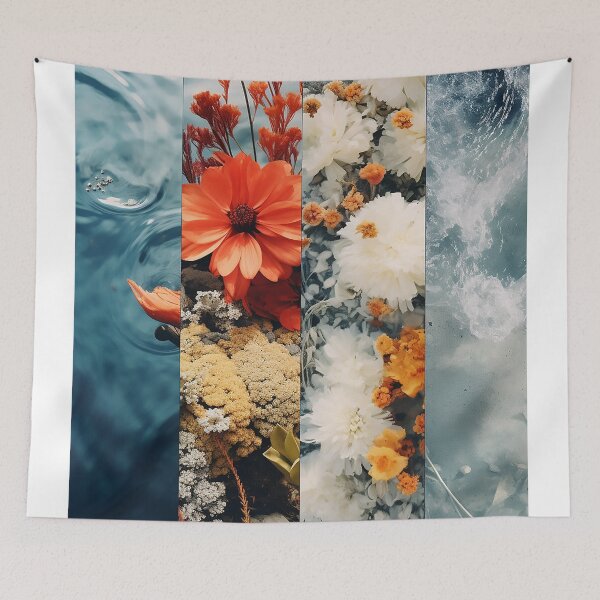 Item preview, Four images of flowers and sea collage designed and sold by WallWhimsyWorks.