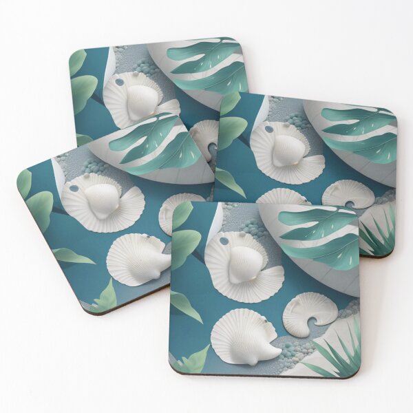 Item preview, Tranquil Seashell Haven: Captivating White Sands and Organic Greenery designed and sold by TribalNative.