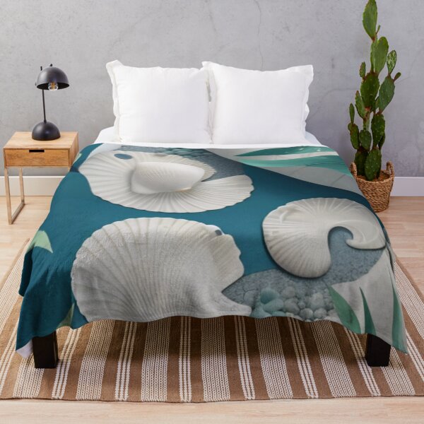 Item preview, Tranquil Seashell Haven: Captivating White Sands and Organic Greenery designed and sold by TribalNative.