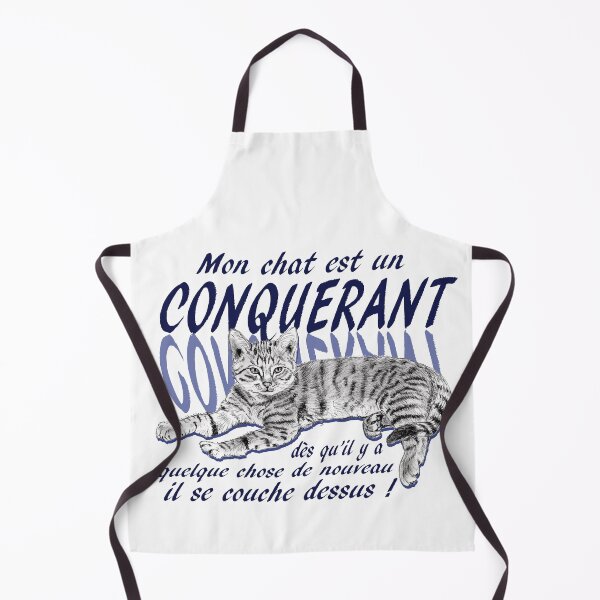 Item preview, Conquering cat - graphite version, text in blue colorized French designed and sold by SylvieG18.