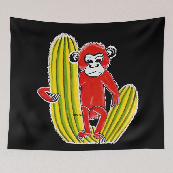 Item preview, RED MONKEY SITTING ON A YELLOW CACTUS by dePace' designed and sold by mrpropcake.