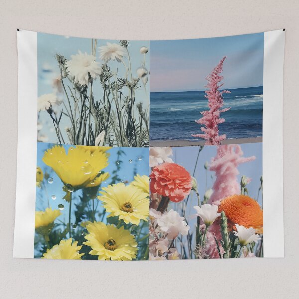 Item preview, Flowers and sea collage designed and sold by WallWhimsyWorks.