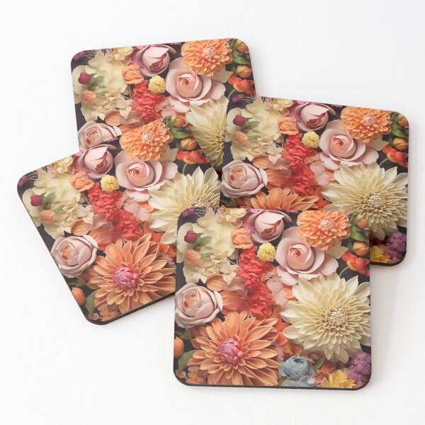 Item preview, Modern flowers collage images designed and sold by WallWhimsyWorks.
