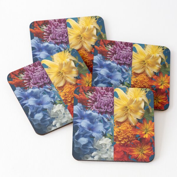 Item preview, Modern flowers collage designed and sold by WallWhimsyWorks.